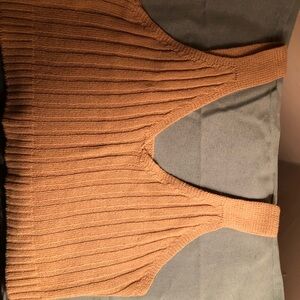 Elegant Tan Ribbed Crop Top